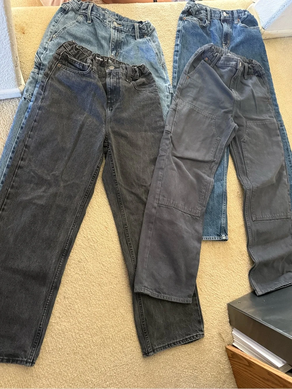 Boys Youth Old Navy Baggy Fit Casual Denim Cargo Pants Jeans